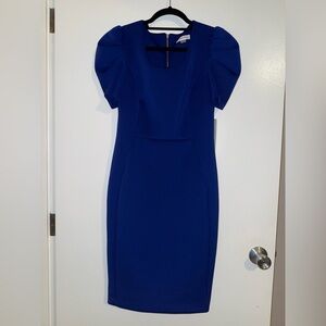 🆕 Calvin Klein Puff Sleeve Sheath Midi Dress